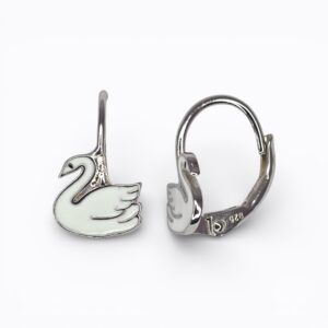 Detské strieborné náušnice Swan