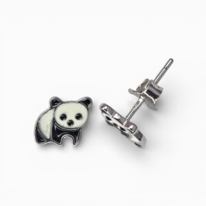 Detské strieborné náušnice Panda