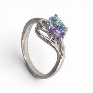 Dámsky strieborný prsteň modrý topaz a ametyst Blue Amethyst Harmony