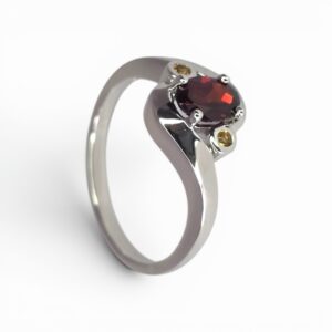 Dámsky strieborný prsteň granát a zlatý citrín Ruby Gold Elegance